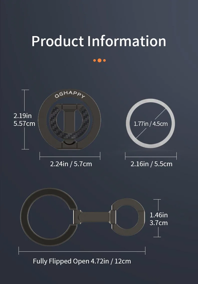 For Double-Sided Magnetic Phone Ring Holder for MagSafe Kickstand Magnet Grip for iPhone 16 15 14 For Huawei Xiaomi Stand Holder