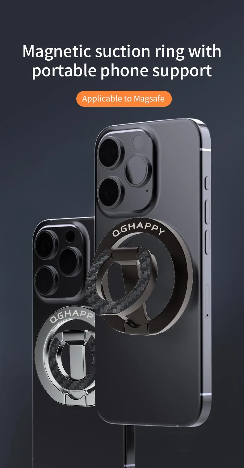 For Double-Sided Magnetic Phone Ring Holder for MagSafe Kickstand Magnet Grip for iPhone 16 15 14 For Huawei Xiaomi Stand Holder