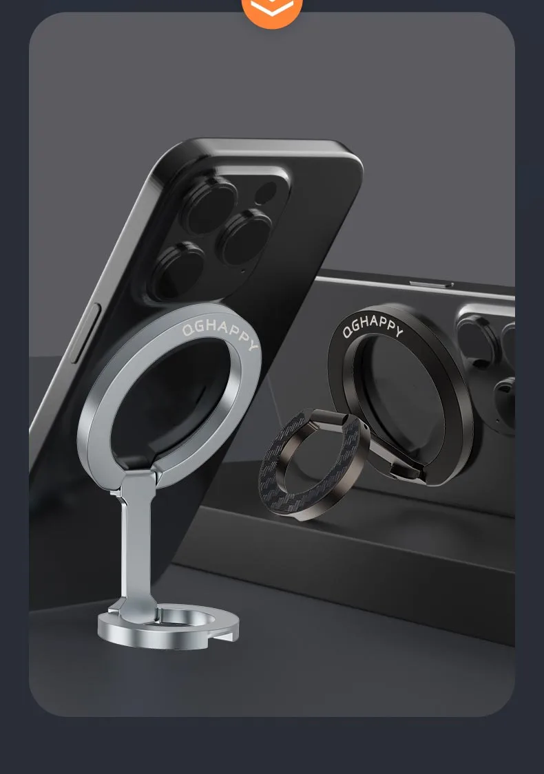 For Double-Sided Magnetic Phone Ring Holder for MagSafe Kickstand Magnet Grip for iPhone 16 15 14 For Huawei Xiaomi Stand Holder