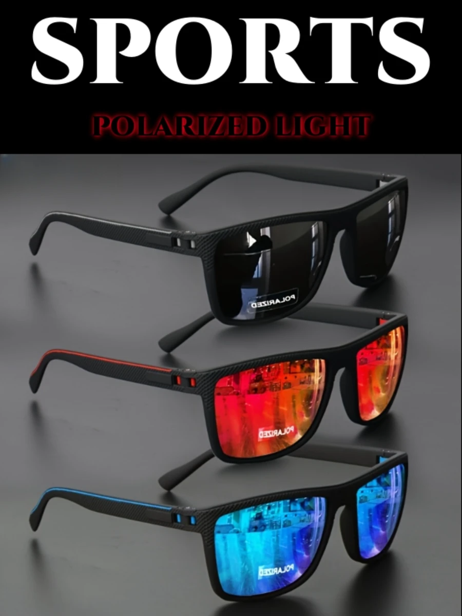 2025 New Square Frame Polarized Sunglasses High-Quality Spring Hinges Multicolor Coated Lenses for Vacation Driving Fishing UV P