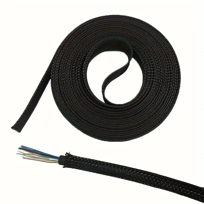 10m /32.8 ft Pet Expandable Braided Mesh Sleeve Black Flexible Wire Mesh Sleeve Tv Audio Pc Cable Protection Against Pet Chewing