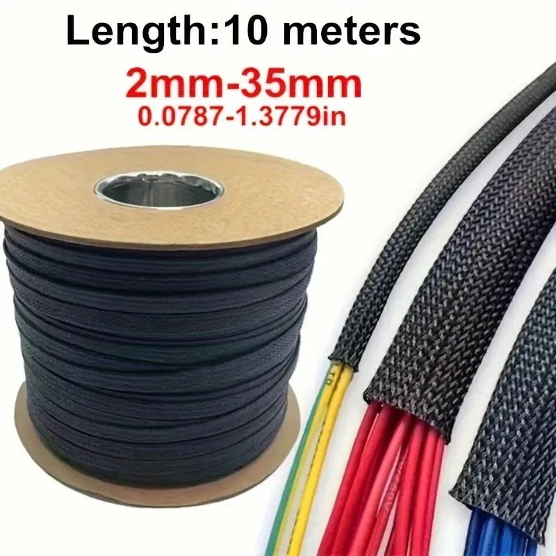 10m /32.8 ft Pet Expandable Braided Mesh Sleeve Black Flexible Wire Mesh Sleeve Tv Audio Pc Cable Protection Against Pet Chewing