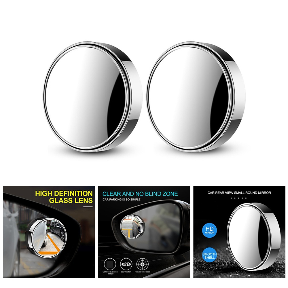 2Pcs 360 Degree Adjustable Blind Spot Mirror Car Auxiliary Rearview Convex Mirror Round Frame Wide Angle Mirrors for Car Reverse