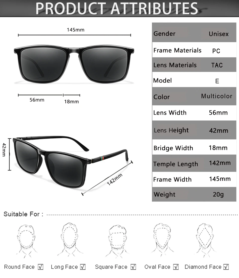 Luxury Square Vintage Polarized Cycling Sunglasses Men Women Fashion Travel Driving Fishing Sun Glasses Male Eyewear UV400