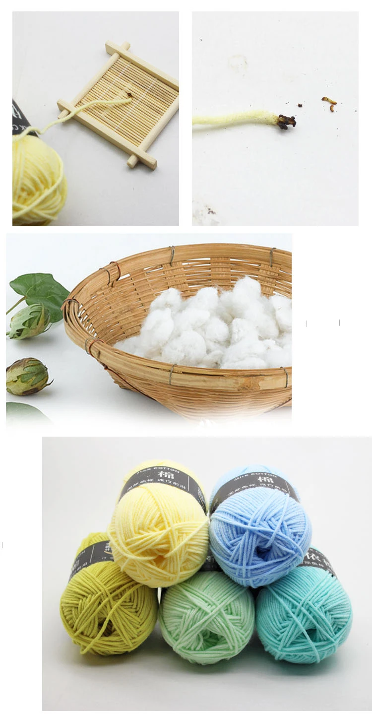 40-50g/Set 4ply Milk Cotton(80%) Knitting Yarn Needlework Dyed Lanas For Crochet Craft Sweater Hat Dolls At Low Price