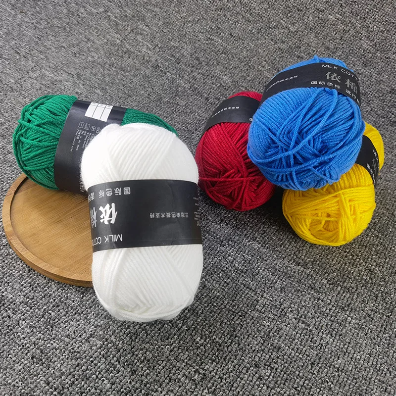 40-50g/Set 4ply Milk Cotton(80%) Knitting Yarn Needlework Dyed Lanas For Crochet Craft Sweater Hat Dolls At Low Price