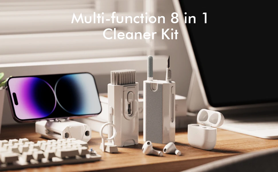 8 in 1 Cleaning Kit Computer Keyboard Cleaner Brush Earphones Cleaning Pen For Headset IPad Phone Cleaning Tools Keycap Puller