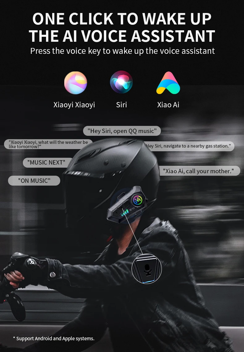 Y10 Bluetooth 5.3 Helmet Headset Wireless Hands-free Call Phone Kit Motorcycle Waterproof Earphone Music Player Speaker for Moto