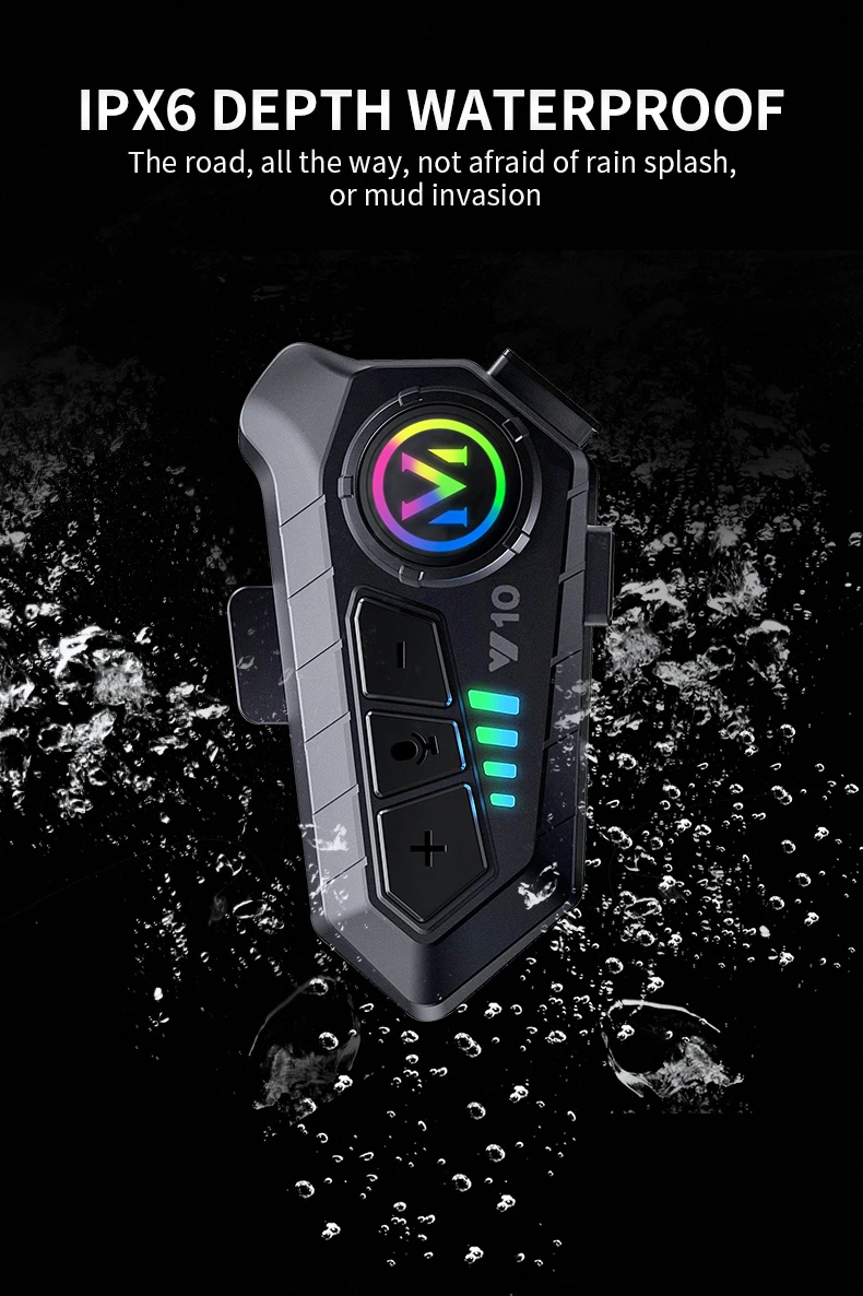 Y10 Bluetooth 5.3 Helmet Headset Wireless Hands-free Call Phone Kit Motorcycle Waterproof Earphone Music Player Speaker for Moto