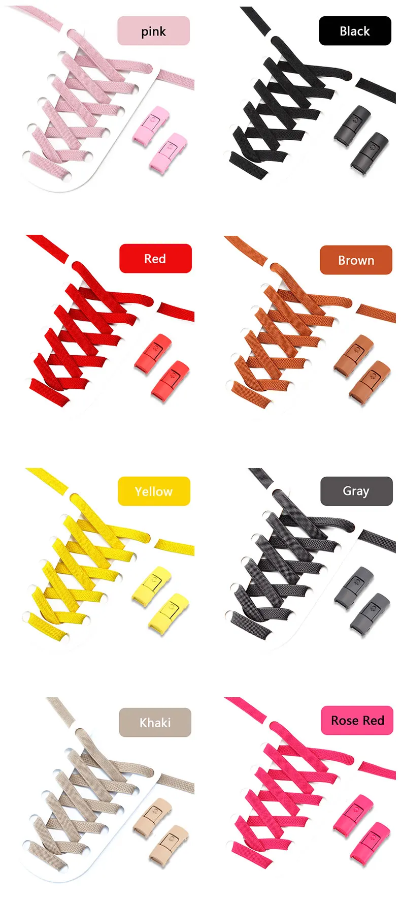 No Tie Shoe Laces Press Lock Shoelaces Without Ties Elastic Laces Sneaker Kids Adult 8MM Widened Flat Shoelace for Shoes