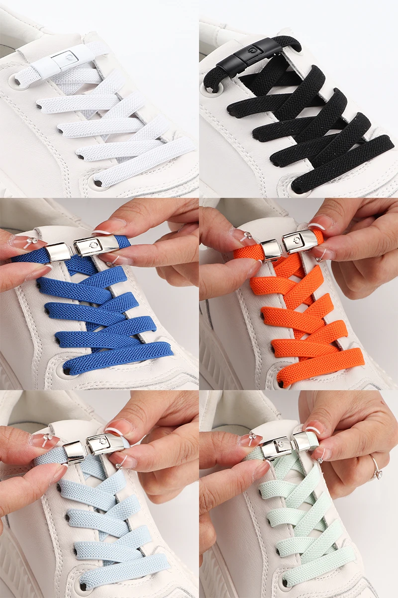 No Tie Shoe Laces Press Lock Shoelaces Without Ties Elastic Laces Sneaker Kids Adult 8MM Widened Flat Shoelace for Shoes