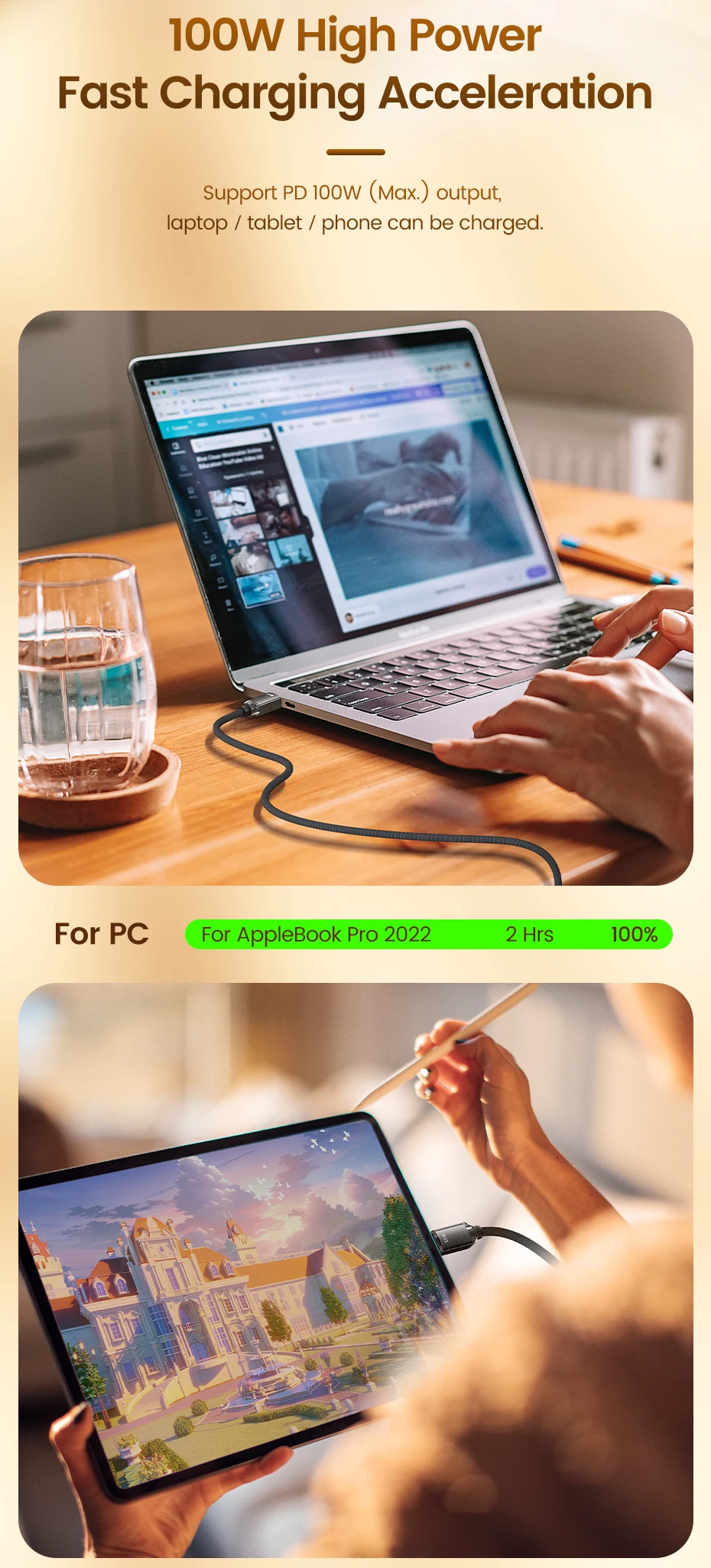 Toocki PD100W Fast Charging Cable USB C To C For iPhone 15 Type C To Type C Wire Phone Charger For Samsung Xiaomi Hoco Data Cord