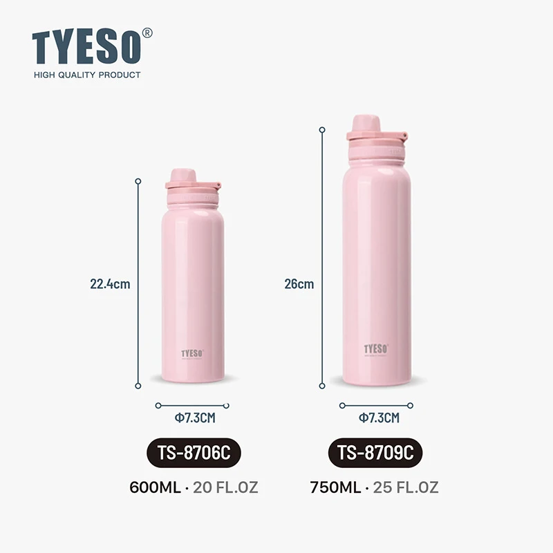TYESO Thermos Bottle Car Insulated Flask Water Tumbler for Outdoor Sports Travel Vacuum Flasks Stainless Steel Thermal Cup