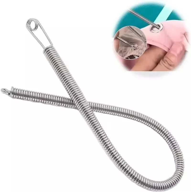 Bendable Spring Drawstring Threader Clip Pants Hoodies Elastic Band Lace Cord Flexible Drawstring Thread DIY Sewing Accessories