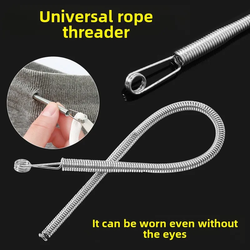 Bendable Spring Drawstring Threader Clip Pants Hoodies Elastic Band Lace Cord Flexible Drawstring Thread DIY Sewing Accessories