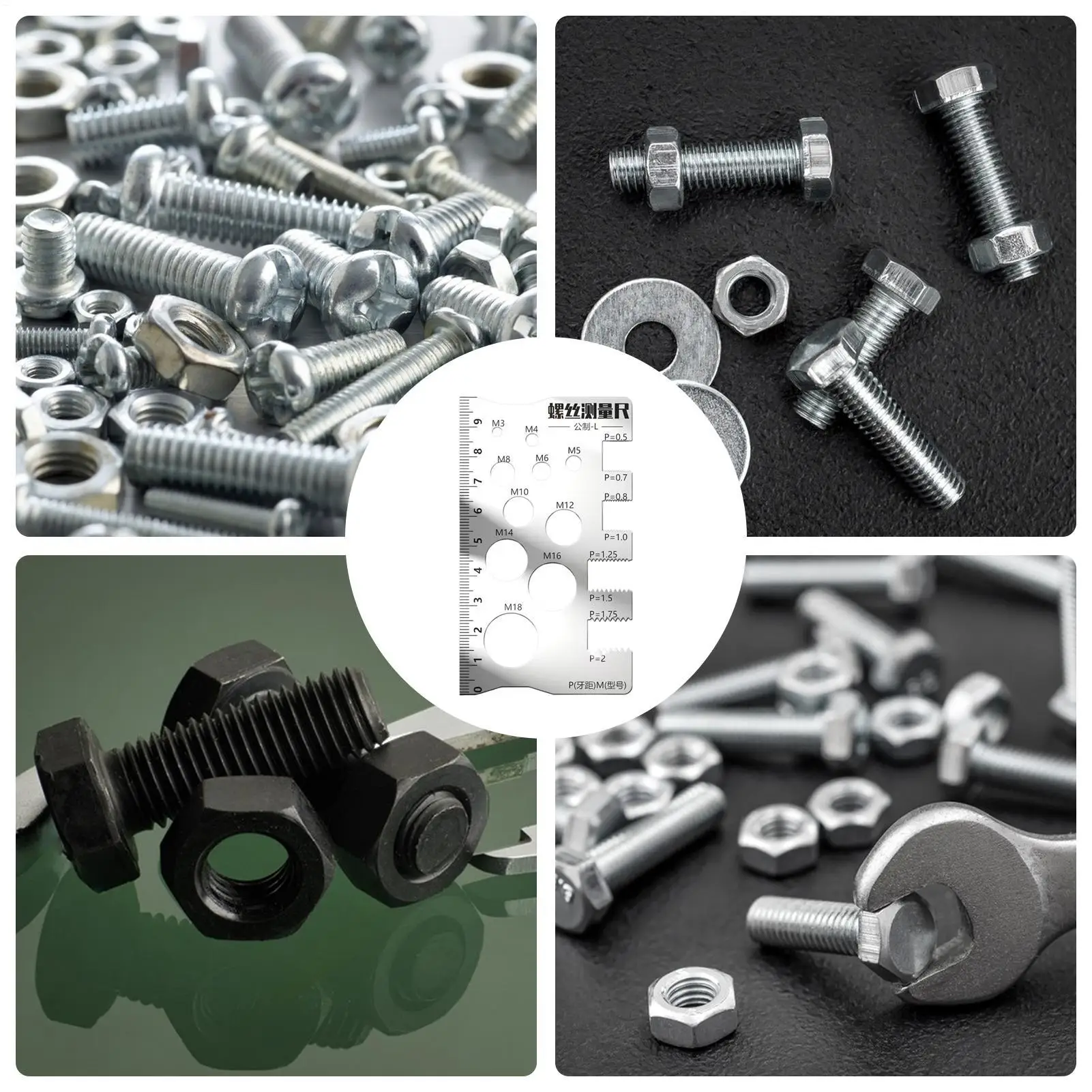 Thread Checker Screw Measurement Ruler Stainless Steel Caliper Metric Gauge Tool For Measuring Screw Pitch Bit Bolt Nut Screw