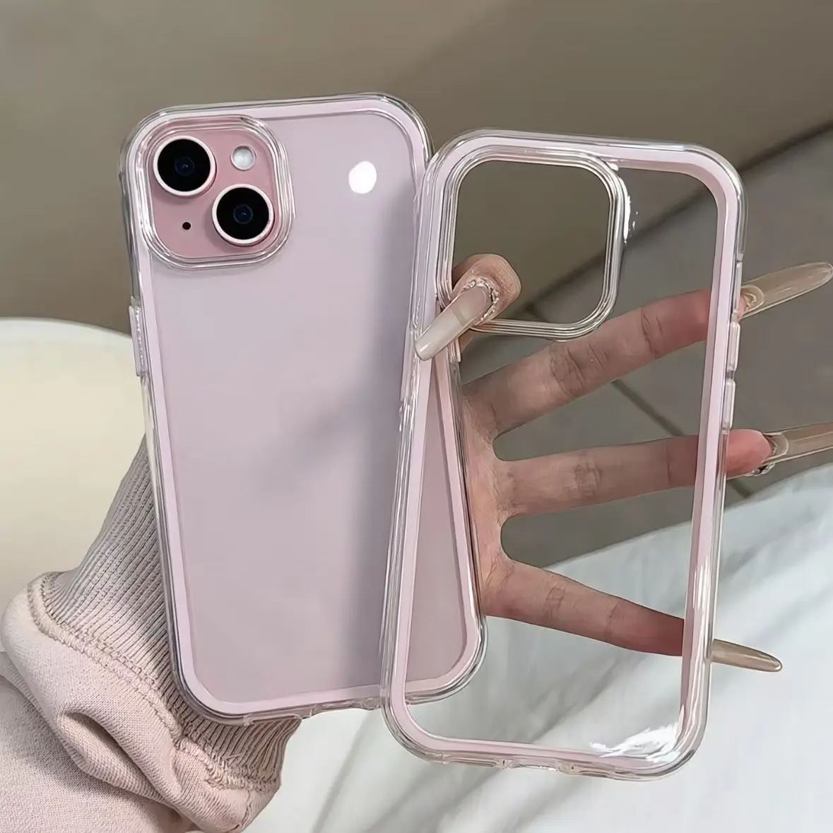 Luxury Candy Color Frame Clear Back Phone Case For iPhone 17 16 15 14 13 12 Pro Max 11 16PLUS 17 Acrylic Shockproof Bumper Cover