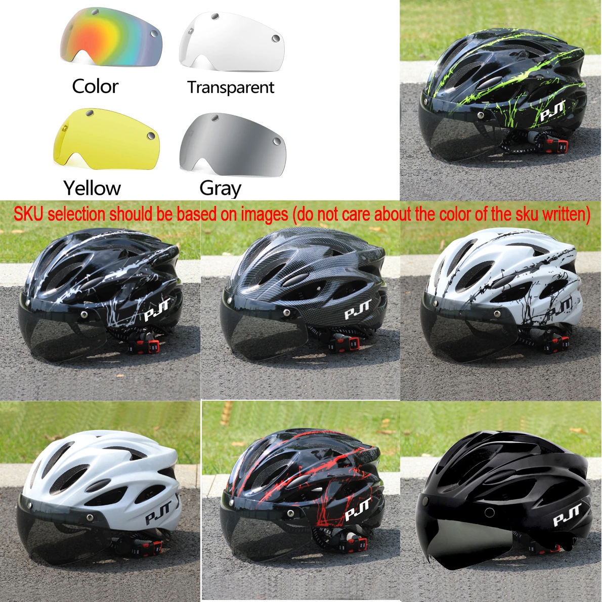 PJT Ultra-Light Magnetic Goggles Bicycle Helmet Lightweight PC Shell & EPS Foam Construction Cycling Helmet MTB Bike Helmet