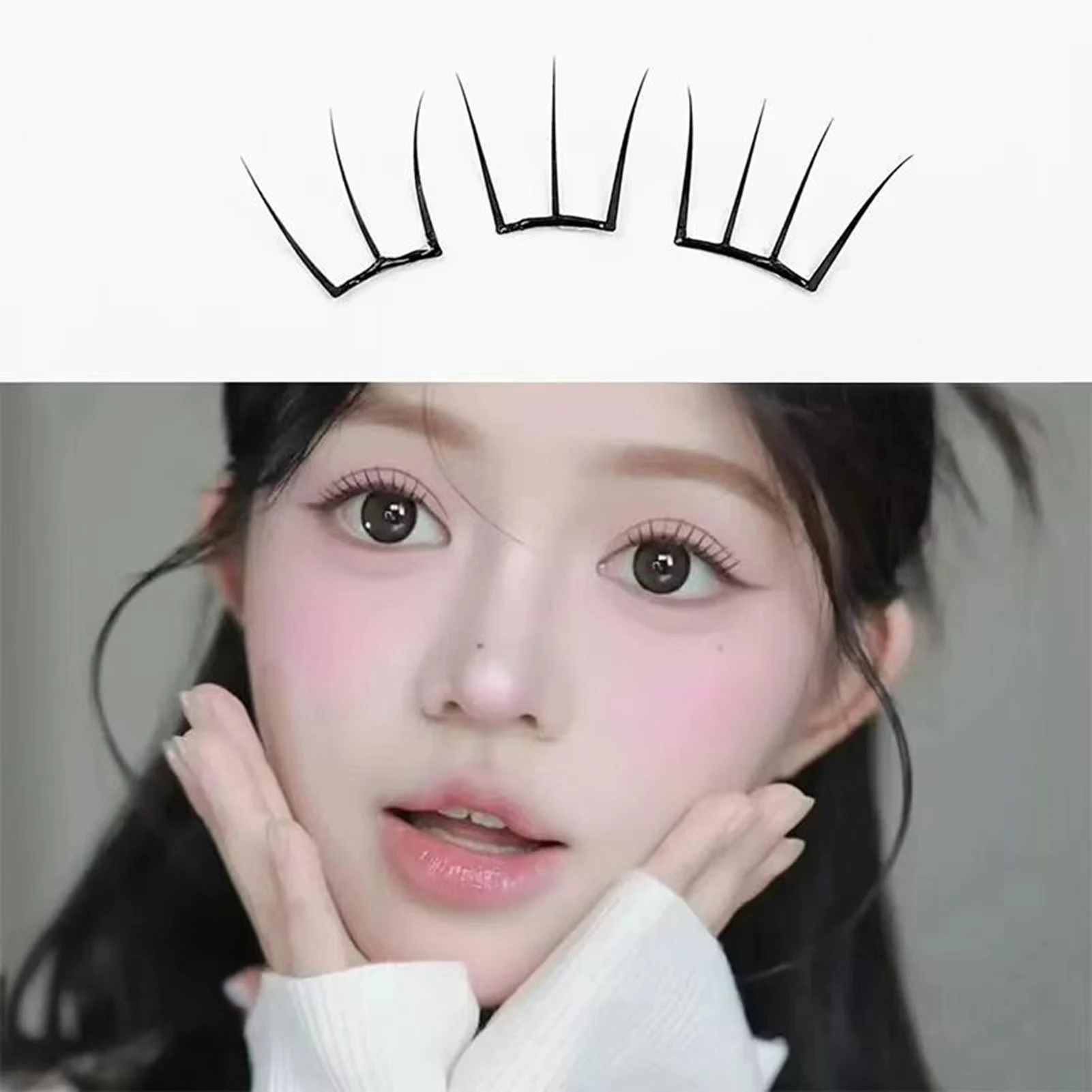 6 Rows Press on Comic Eyelash Clusters No Glue Soft Individual Anime Lashes Individual Lashes Cluster