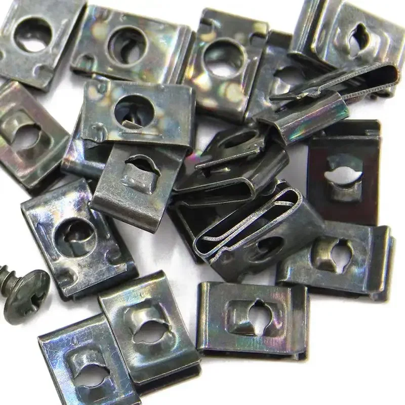 10/200pcs Car Metal Screw Clips Set U-Type Fastener Clip with Screw Anti-rust Fender Bumper Protection Buckle Iron Sheet Screw