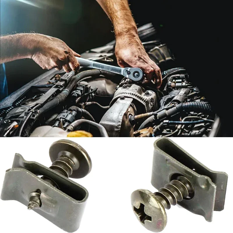 10/200pcs Car Metal Screw Clips Set U-Type Fastener Clip with Screw Anti-rust Fender Bumper Protection Buckle Iron Sheet Screw