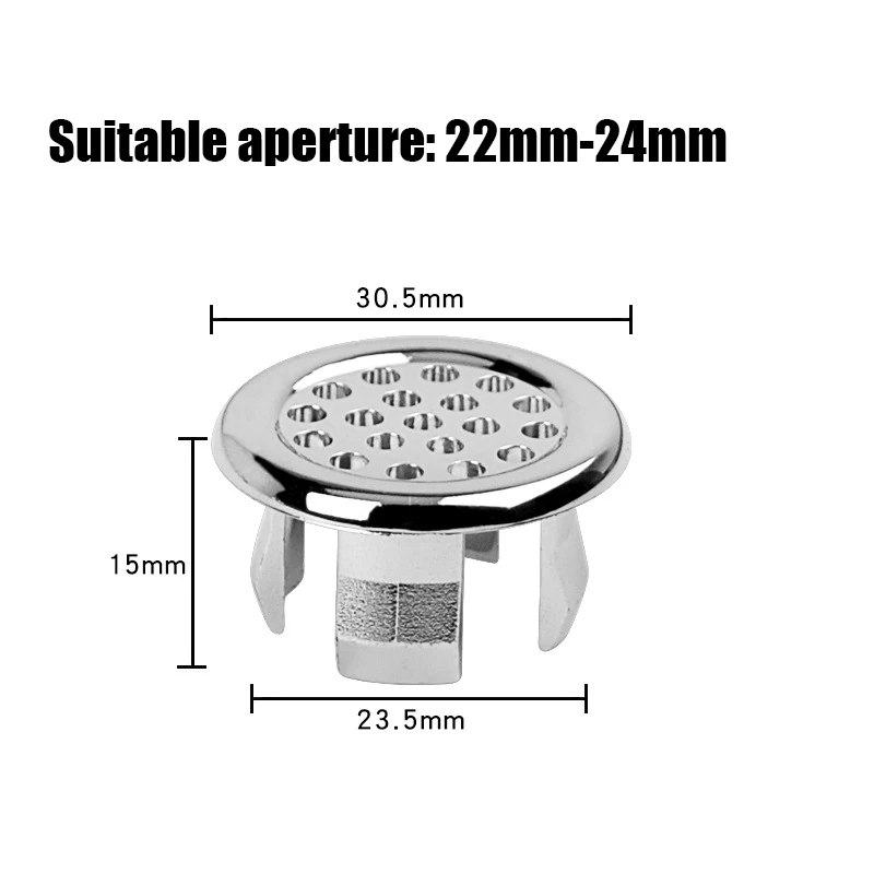 4PCS Plastic Bathroom Kitchen Basin Sink Overflow Cover Ring Insert Replacement Chrome Hole Round Drain Cap Basin Accessory