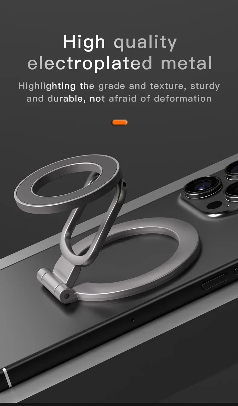 Double Sided Phone Stand Magnetic Phone Ring Holder Kickstand Magnet Grip for MagSafe iPhone 16 15 14 13 12 Pro Max Car Holder