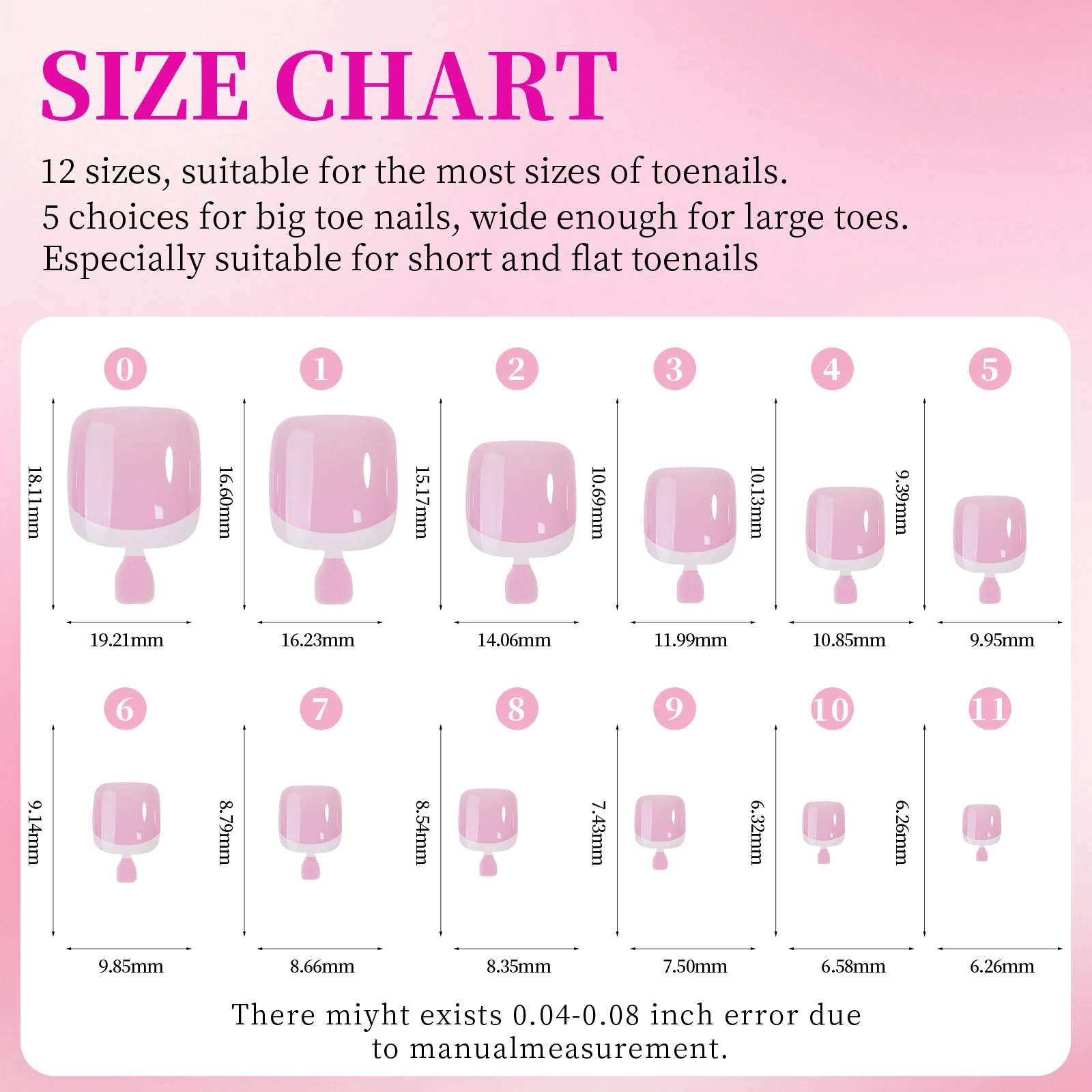 144pcs French Hand and Foot Wear Nail Set Summer Short Square Shiny False Toenail Acrylic Full Coverage Suitable for Nail Salon