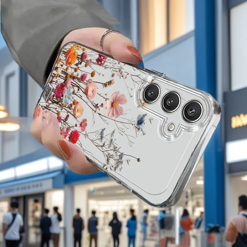 Flowers Vine Clear Case For Samsung S25 Ultra S26 S24 FE S23 Plus S22 S21 A57 A56 5G A55 A54 A53 A52S A37 A36 A35 A26 Case Cover