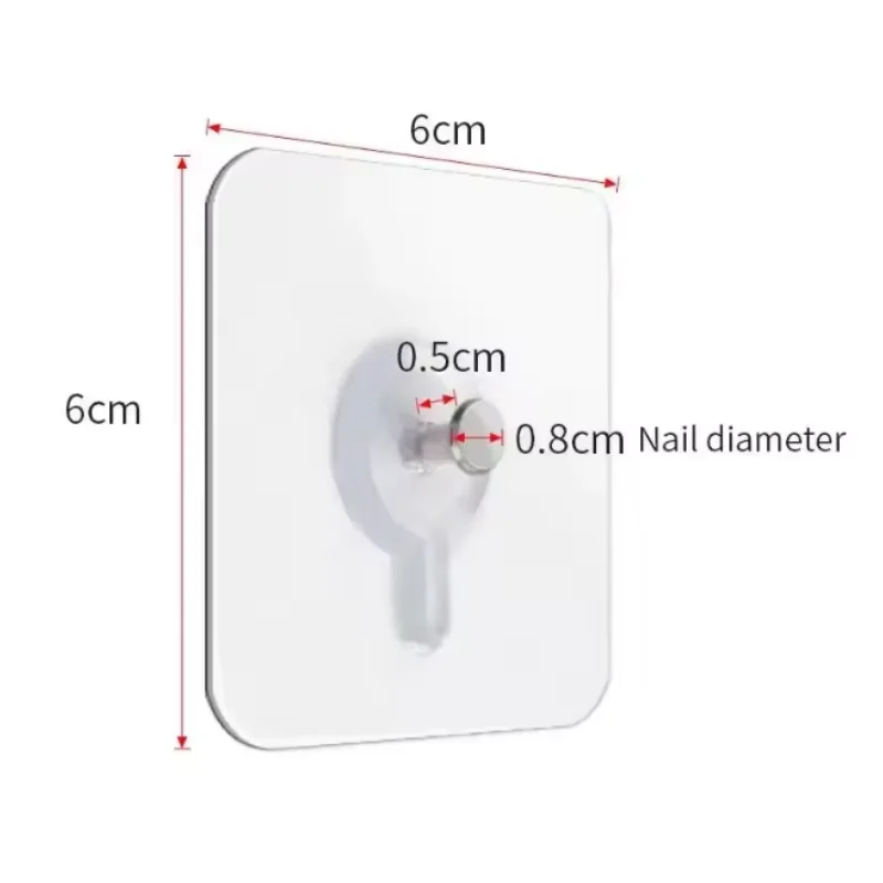 Self-Adhesive Hook Strong Adhesive Picture Frame Nails Hooks Transparent Seamless Wall Hangers Hanging Clock Wall Sticker Holder
