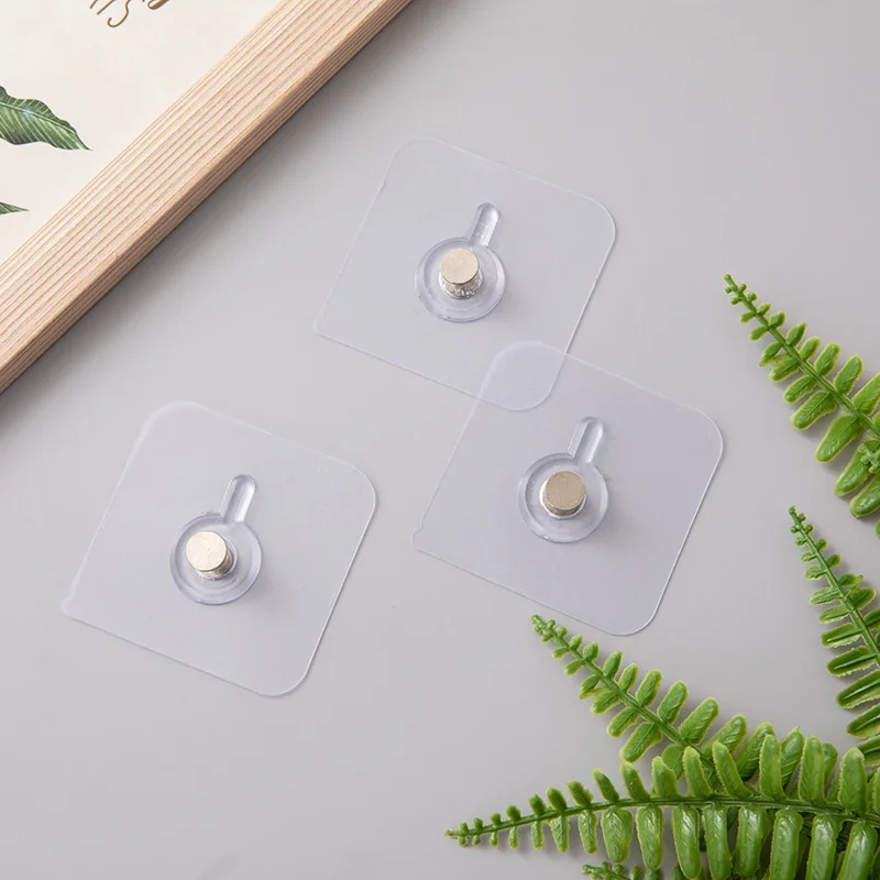 Self-Adhesive Hook Strong Adhesive Picture Frame Nails Hooks Transparent Seamless Wall Hangers Hanging Clock Wall Sticker Holder