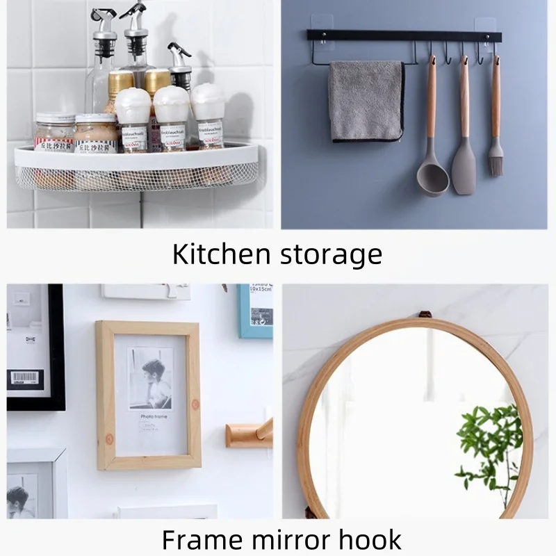 Self-Adhesive Hook Strong Adhesive Picture Frame Nails Hooks Transparent Seamless Wall Hangers Hanging Clock Wall Sticker Holder