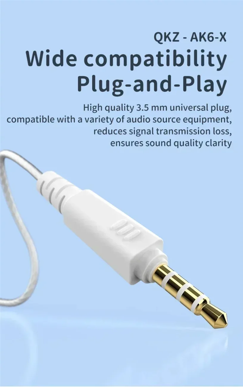 QKZ AK3 FiLe Wired Earphone with Microphone HiFi Music Monitor Bass Headphones Noise Cancelling Headset For Sport Gaming Earbuds