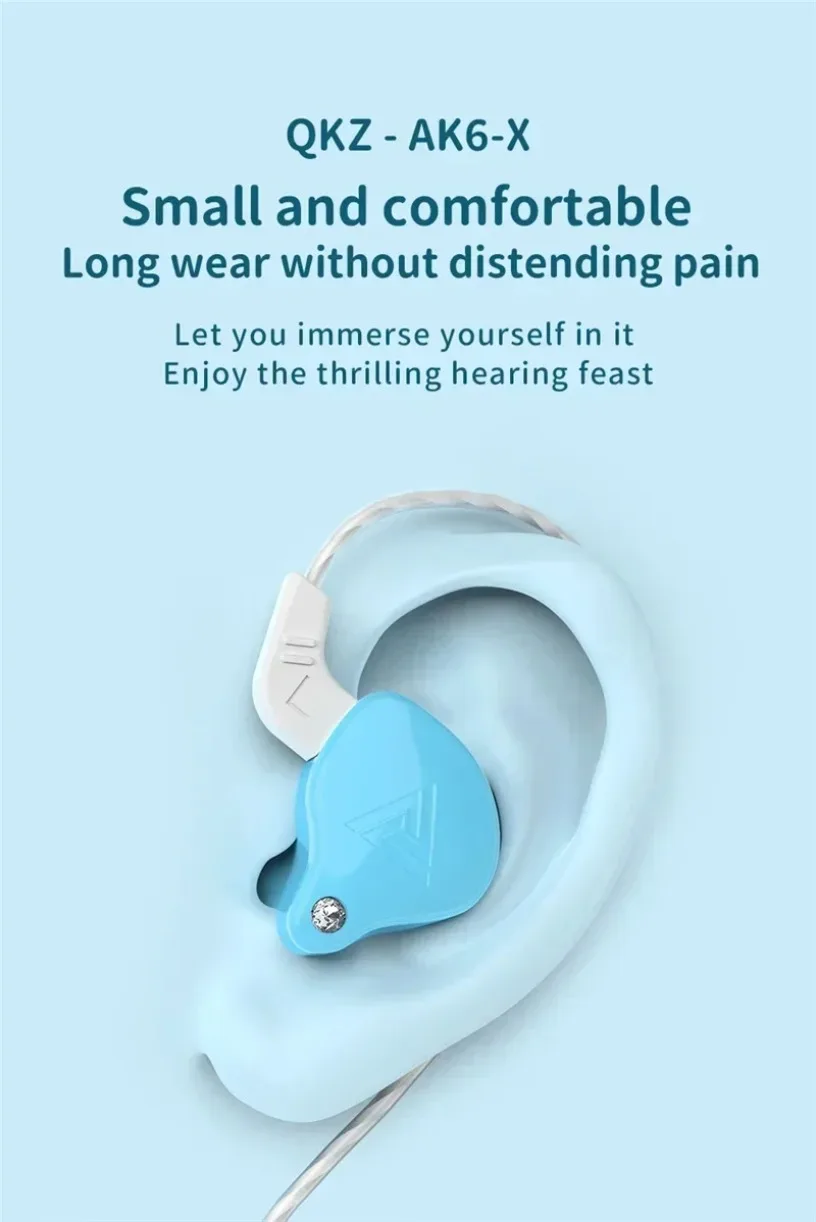 QKZ AK3 FiLe Wired Earphone with Microphone HiFi Music Monitor Bass Headphones Noise Cancelling Headset For Sport Gaming Earbuds