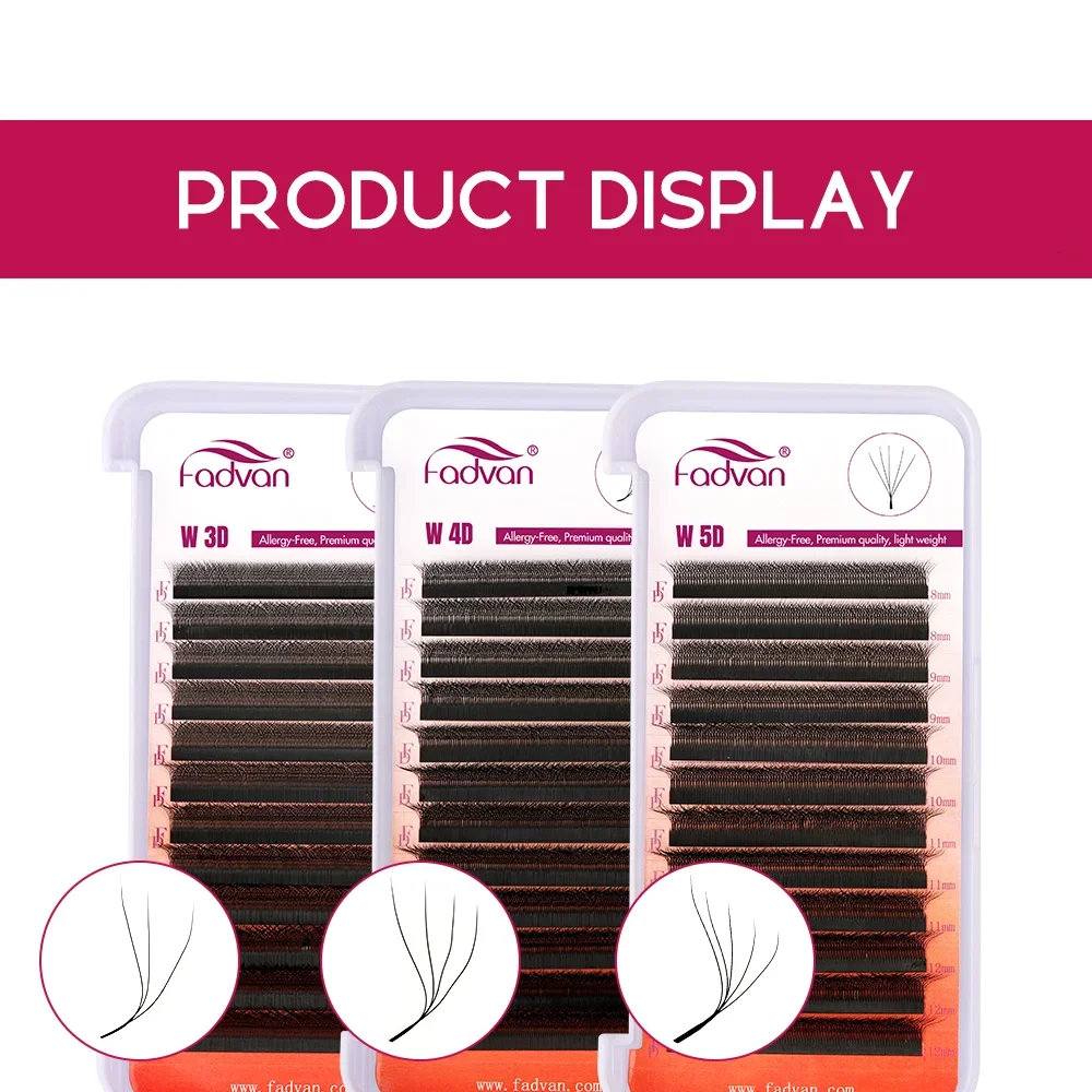 FADVAN M/L/L+/C/D Curl 3D/4D/5D W Shape Eyelash Extensions Waterproof Curling Natural Volume Lashes Soft Black False Eyelashes