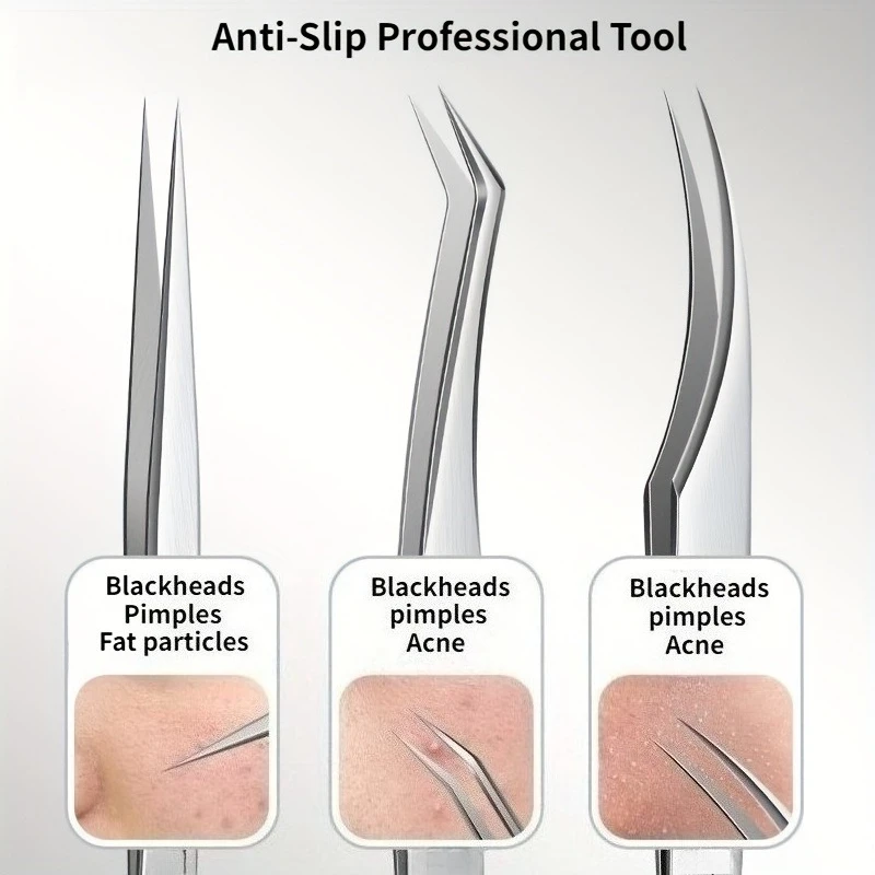 Stainless Steel Precision Pointed Tweezers, Beauty Makeup Eyebrow Pliers, Hair Removal , Accurate Pimple/Blackhead Extraction