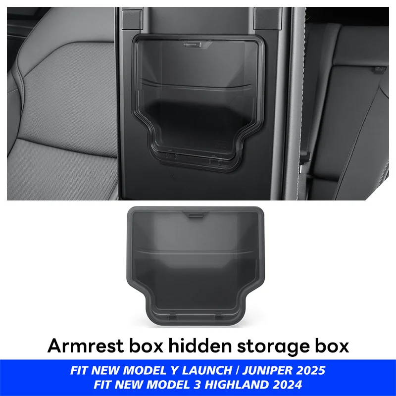 TEKSY 1/2/3/4/6/7/8pcs For Tesla New Model Y 2025 2026 Juniper ABS with Silicone Non-slip Mat Console & Armrest Storage Box
