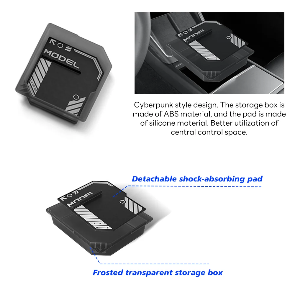 TEKSY 1/2/3/4/6/7/8pcs For Tesla New Model Y 2025 2026 Juniper ABS with Silicone Non-slip Mat Console & Armrest Storage Box