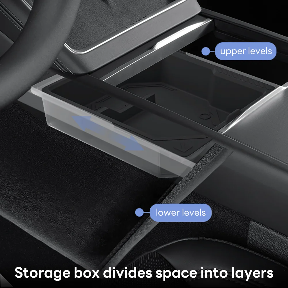 TEKSY 1/2/3/4/6/7/8pcs For Tesla New Model Y 2025 2026 Juniper ABS with Silicone Non-slip Mat Console & Armrest Storage Box