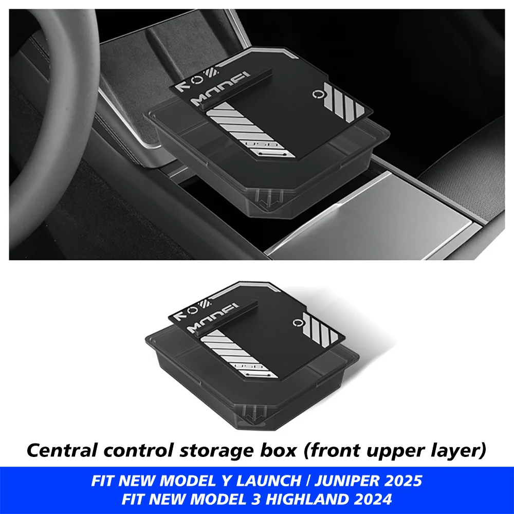 TEKSY 1/2/3/4/6/7/8pcs For Tesla New Model Y 2025 2026 Juniper ABS with Silicone Non-slip Mat Console & Armrest Storage Box