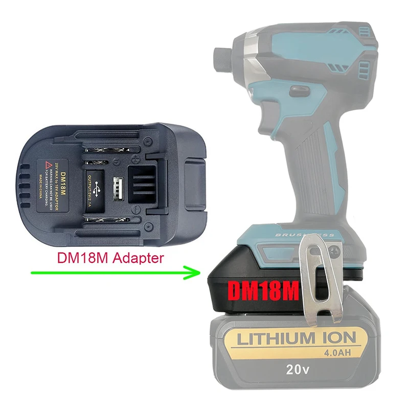 DM18M Converter Adapter For Milwaukee For M18 For Dewalt 20V Li-ion Battery For Makita 18V Power Tools USB Power Bank Charger