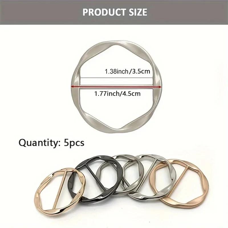 5pcs Fashion Metal Round Circle Clip Buckle Shawl T-Shirt Tie Clip Brooch Waist Buckle Versatile Clothing Ring Wrap Holder