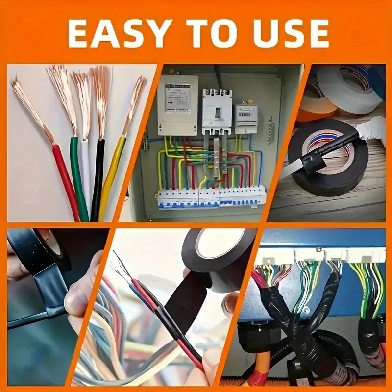 10pcs High-Temp Black Rubber Electrical Tape - Durable, Flexible Insulating Adhesive for Industrial, Home & Mechanics Use