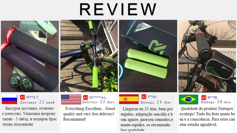 ROCKBROS Cycling Grips Anti-skid Shockproof Sponge Handlebar Grips MTB Road Bike Grips Ultraight Cycling Handlebars