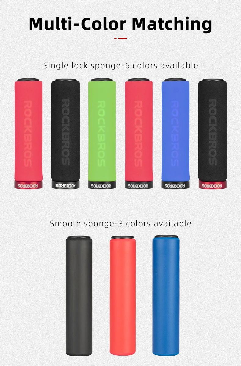 ROCKBROS Cycling Grips Anti-skid Shockproof Sponge Handlebar Grips MTB Road Bike Grips Ultraight Cycling Handlebars