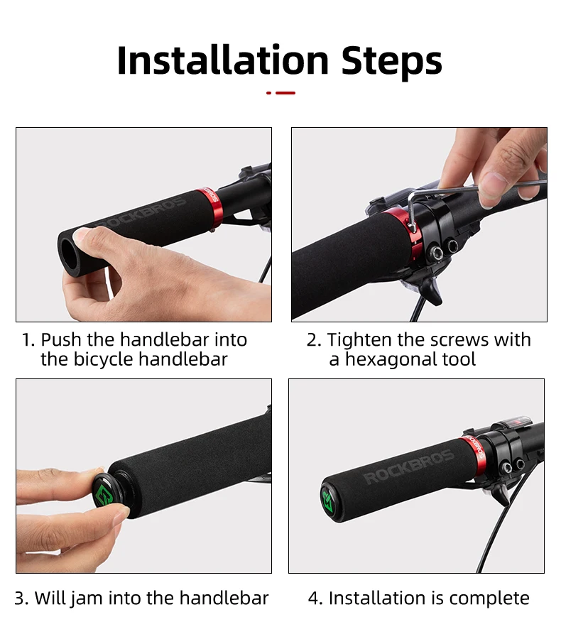 ROCKBROS Cycling Grips Anti-skid Shockproof Sponge Handlebar Grips MTB Road Bike Grips Ultraight Cycling Handlebars
