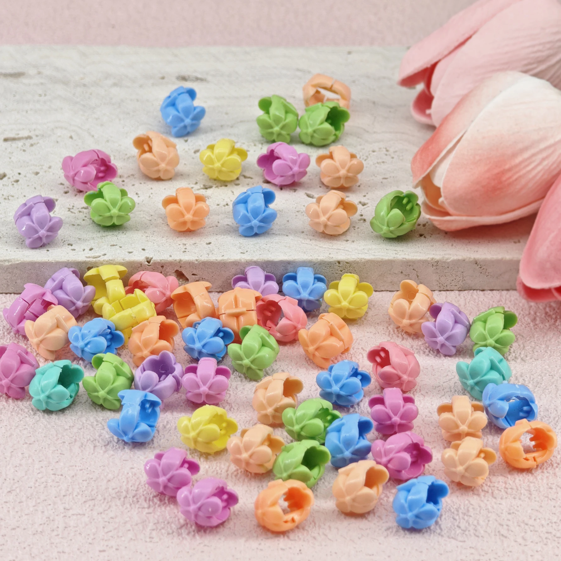60pcs Hair Braids Beads Headwear Cute Candy Colors Plastic summer Hair Claw Clips Hair Accessories Loc Hair Jewelry for Braids