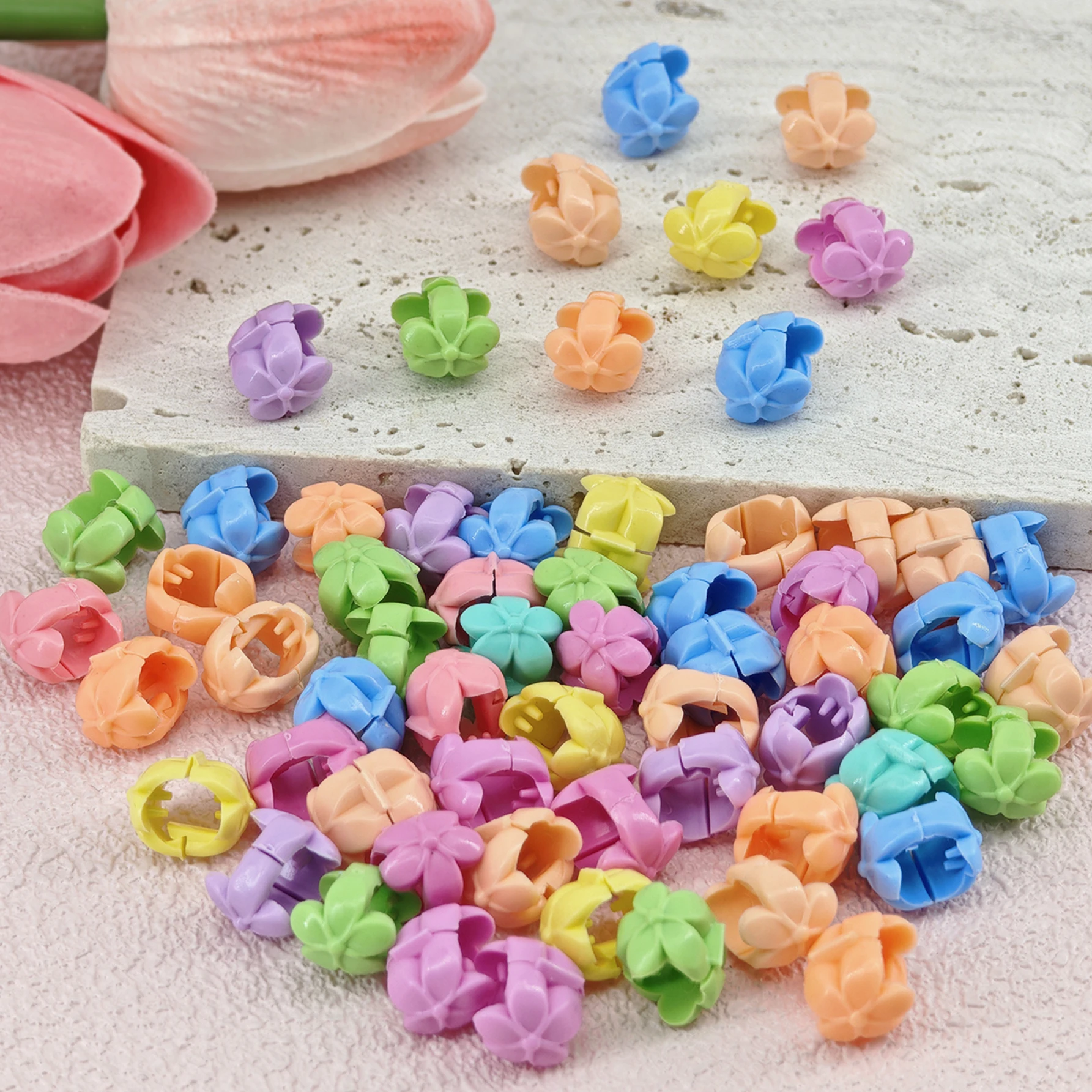 60pcs Hair Braids Beads Headwear Cute Candy Colors Plastic summer Hair Claw Clips Hair Accessories Loc Hair Jewelry for Braids