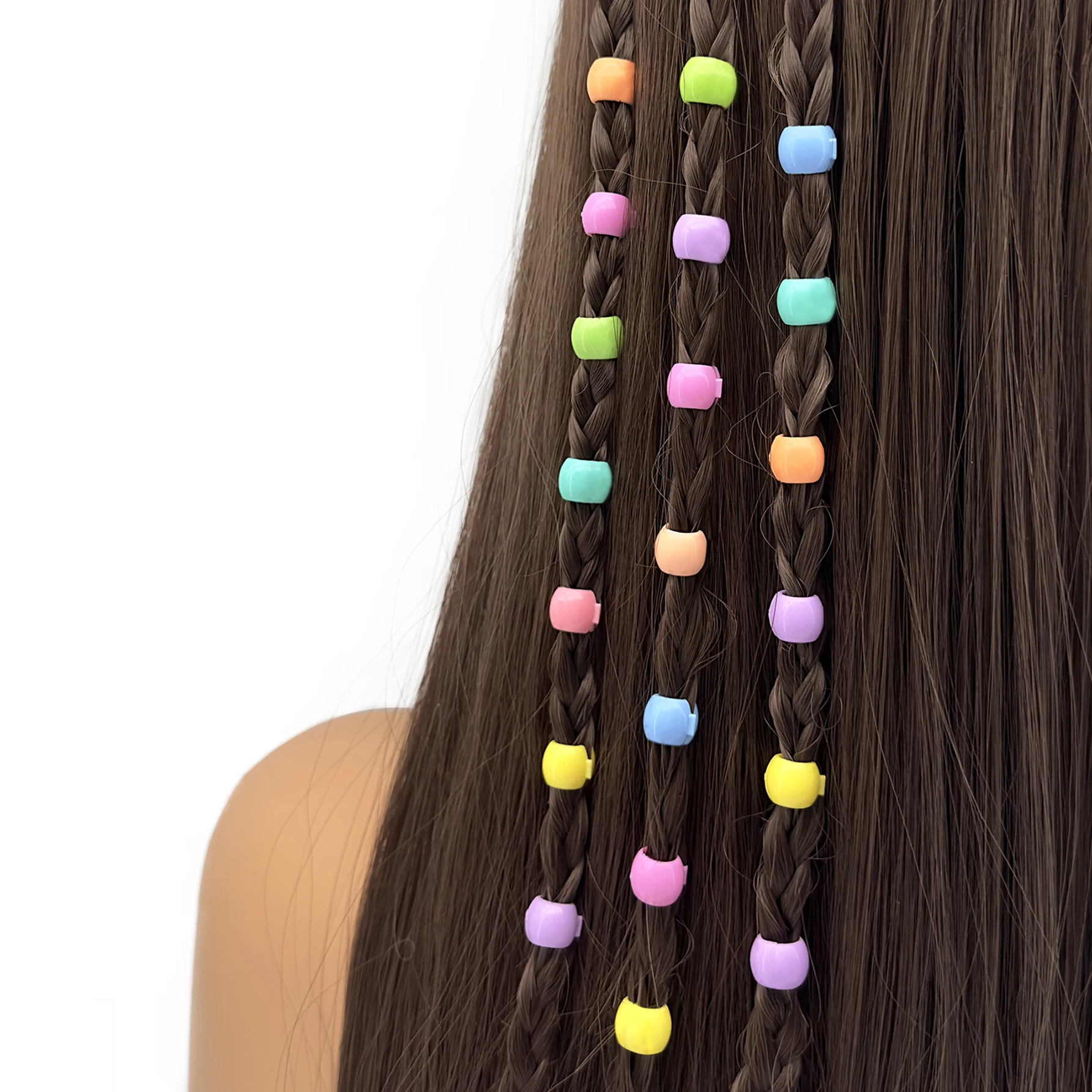 60pcs Hair Braids Beads Headwear Cute Candy Colors Plastic summer Hair Claw Clips Hair Accessories Loc Hair Jewelry for Braids
