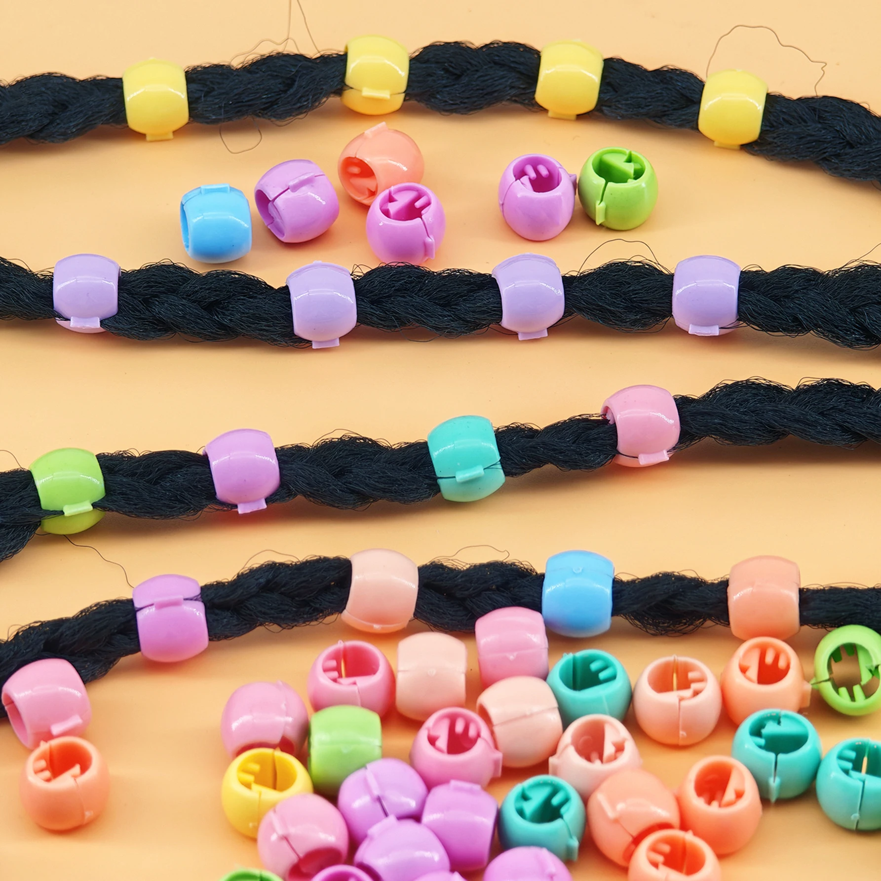 60pcs Hair Braids Beads Headwear Cute Candy Colors Plastic summer Hair Claw Clips Hair Accessories Loc Hair Jewelry for Braids